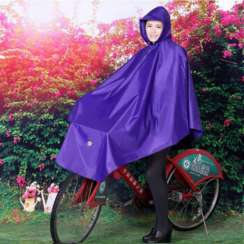 
                                                                                天堂成人自行车雨衣单人雨披 男士/女士 不透明学生加长 N118 紫色                