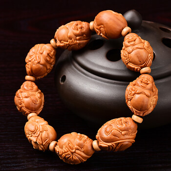 【名家珍品】橄榄核手串 精雕八大弥勒 刘仁义刻