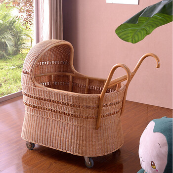 rlopay 精品婴儿藤床藤摇篮床 宝宝摇床睡床婴儿床护栏床 图片色_ 6折