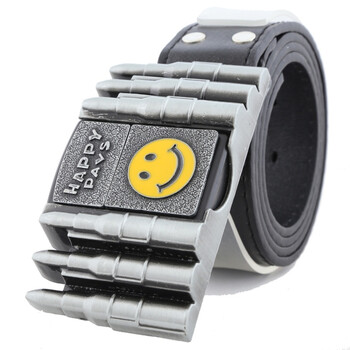 扣头男士皮带潮青少年学生非主流女裤腰带朋克白色 3号款黑色 子弹头