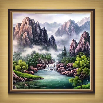 墙壁装饰品餐厅山水风景公司酒店挂画 纳兰容若锦绣山河 褐色框 装裱