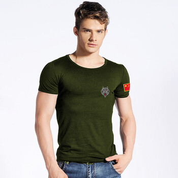 夏季军装男刺绣特警察t恤衫短袖真人cs作训服背心训练服半袖汗衫户外