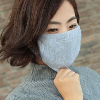 口罩 棉冬季莫代尔口罩女冬季加大防尘保暖口罩黑色 纯色银灰