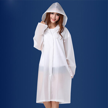 麦昊尔 非一次性雨衣EVA透明磨砂成人雨衣雨披 男女士长款带帽雨衣 透明色EVA加厚
