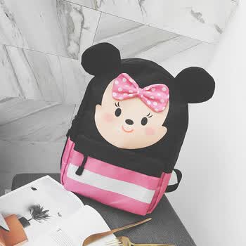 咪图2017新款大耳朵双肩包女孩可爱卡通背包潮帆布儿童学生书包 玫