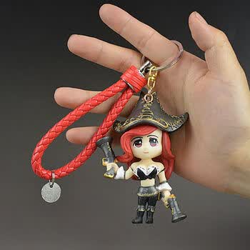 周边q版手办金克丝盲僧钥匙扣女背包挂件情侣生日礼物 赏金猎人挂扣