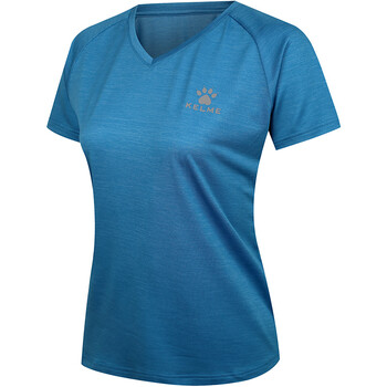 kelme卡尔美夏季运动t恤女款透气速干短袖瑜伽健身服kwc161024荧光蓝s