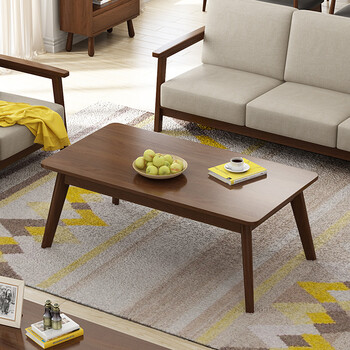 丽巢实木实木茶几北欧日式茶几客厅长茶几 tb-03 胡桃色 全实木