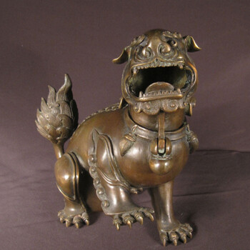 礼之缘 工艺品 铜器狮子 高18 长18 收藏古玩香炉铜狮子摆件 动物摆件