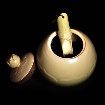 言艺 茶叶罐陶瓷 古陶莲花茶叶罐 茶具配件 古陶莲花茶叶罐