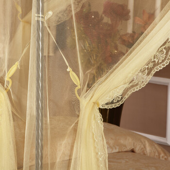 佰鼎（bedding）不锈钢方顶宫廷蚊帐 时光之旅 杏色 25mm加粗156*200cm