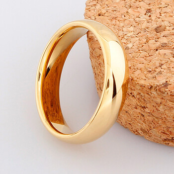 eomon 男士戒指钨金镀18k金戒子日韩单身男饰品黄金光泽尾戒男 金色美