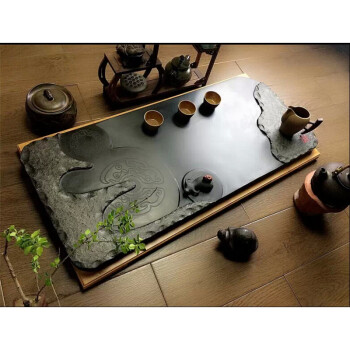 乌金石茶盘天然石材石制茶台石雕功夫茶具大小号排水茶海 100*50*3