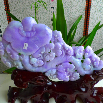 圣宝玉 a货翡翠紫罗兰如意摆件:1.17kg