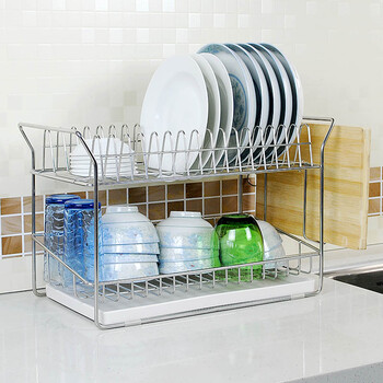 Sdr维度空间一体式304不锈钢双层碗架沥水架厨房置物架碗碟架碗盘架滴水碗架放碗架套b 标配 砧板挂架 图片价格品牌报价 京东