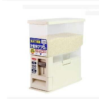 
                                        日本5kg12kg塑料计量装米桶储米箱 厨房橱柜密封防虫防潮米缸盛放面桶放米桶米柜米面收纳 6kg计量米桶单个                