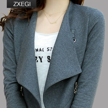 ZXEGI女装 2015春装新款女装韩版OL短款修身长袖女士小西装服短外套W1500 灰色 XL