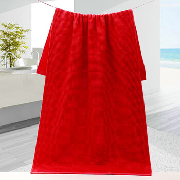百梦吉千鸟格纯棉纱布浴巾 红格 70*140cm【图片 价格 品牌 报价】-京