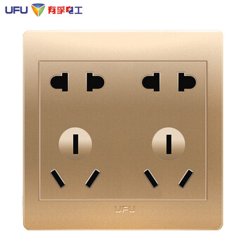 ufu/有孚电工开关插座86暗装二二三三插墙壁十孔插座钢架10眼炫金