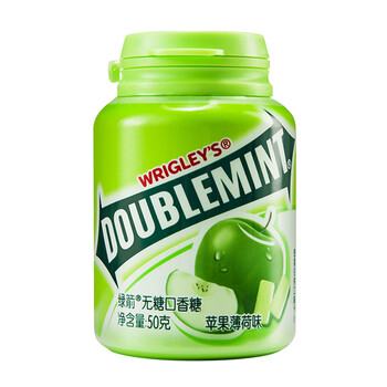 绿箭(doublemint)无糖口香糖苹果变薄荷味36粒50g单瓶装(新旧包装随机