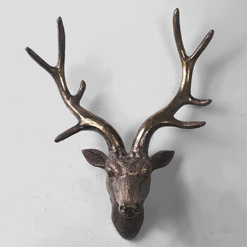 立体壁饰创意墙上装饰品背景墙面挂饰挂件鹿头羊头壁挂居家 财鹿褐色