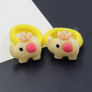 发圈头饰可爱宝宝头绳发绳橡皮筋不伤发扎头发饰品 4#黄色小象一对_ 8