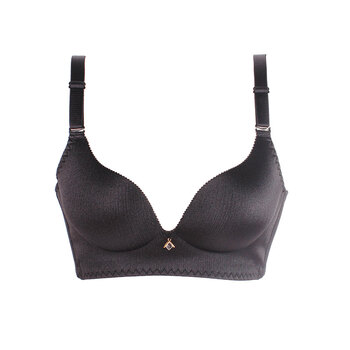 无钢圈文胸无痕一片式厚薄款小胸聚拢胸罩性感美背内衣女 黑色 75a