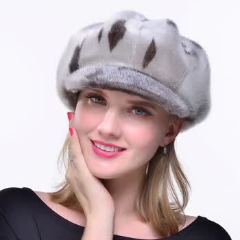晨瑶海豹皮帽子女士海豹毛礼帽整皮帽冬季保暖整貂水貂皮草帽子鸭舌帽