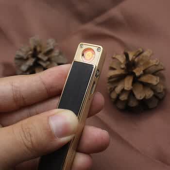 带灯usb充电打火机个性时尚创意点烟器礼品定制 黑色 礼品盒装