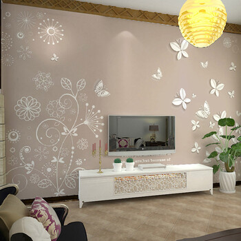 奥壁森壁纸现代田园墙纸3d客厅电视机背景墙墙布花飞蝶舞壁画可支持定制壁画壁布无缝5d浮雕布 图片价格品牌报价 京东