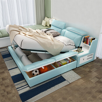 佐慕(zuomu) 佐慕 皮床榻榻米双人真皮床 储物多功能床定做2.