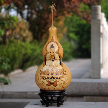 精品天然烫画纯手工烙画大葫芦摆件观世音菩萨佛像家居工艺品 观音40