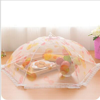 蕾丝折叠菜罩网纱盖菜防尘印花食物罩防蝇罩饭菜罩子 枫叶