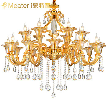 蒙特丽 客厅别墅酒店灯锌合金水晶吊灯66170金色工程灯具/预售:下单15天内发(B) 12+6