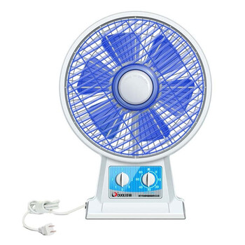 家用学生电风扇台扇转页扇鸿运扇座钟扇台式儿童 天蓝色