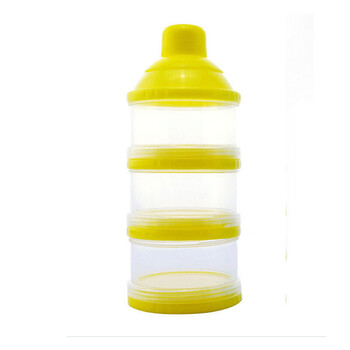 优恩奶粉分装盒便携式三层婴儿奶粉格 黄色