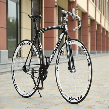 40刀圈高碳钢弯刀肌肉车架死飞 倒骑 倒刹自行车 白色 倒骑