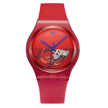 斯沃琪(swatch)手表 炫彩透视系列石英男女手表红色浸染suor103