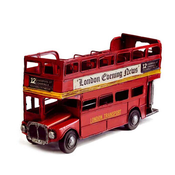 阡陌家 伦敦双层巴士仿真模型 纯手工铁艺模型 复古工艺品摆件 观光