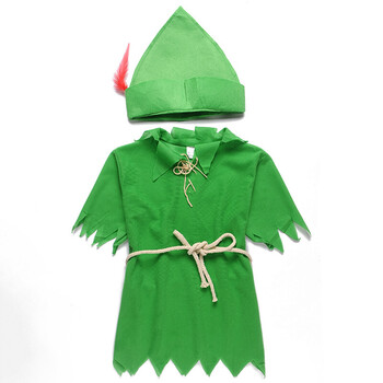 万圣节绿色精灵衣服 儿童彼得潘服装小绿人表演服 绿色 均码