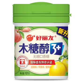 orion 好丽友 休闲 无糖 木糖醇粒粒出口香糖檬檬c101g/瓶