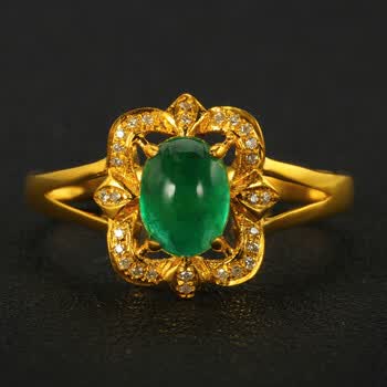 意禄珠宝11ct祖母绿戒指女18k金镶嵌钻石戒指彩色宝石戒子礼物现货