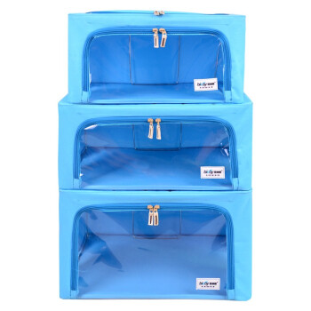 【京东超市】百草园 欧标牛津布收纳箱 衣服杂物整理箱储物箱36L+46L+60L 3个装 清新蓝 欧标新贵600D