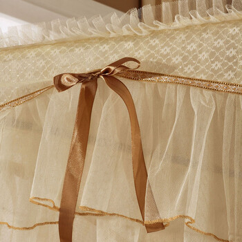 佰鼎（bedding）不锈钢方顶宫廷蚊帐 时光之旅 杏色 25mm加粗156*200cm
