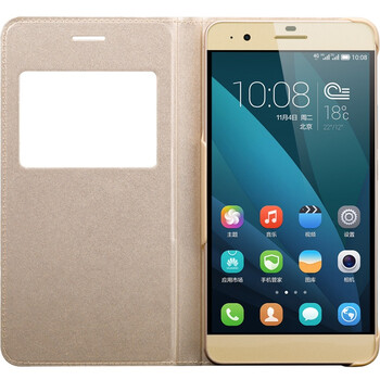 华为 原装带开窗翻盖保护套 （香槟金色） 适用于荣耀6plus