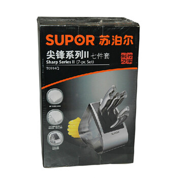 
                                        苏泊尔（SUPOR） 尖峰Ⅱ系列T0914Q厨房七件套不锈钢刀具套 菜刀熟食刀磨刀棒剪刀                