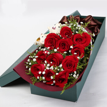 红玫瑰花束康乃馨送女友闺蜜情人节表白生日礼物苏州 11朵红玫瑰礼盒