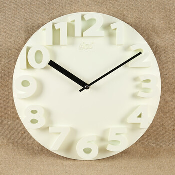 康巴丝(compas)立体挂钟 客厅卧室静音钟表挂表时尚创意石英钟表 白色