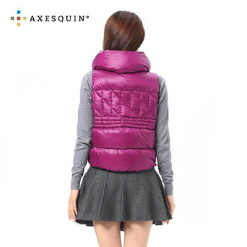 AXESQUIN2015春秋新款羽绒马甲女款外套女装百搭休闲修身羽绒背心坎肩羽绒服马夹 玫瑰红 L
