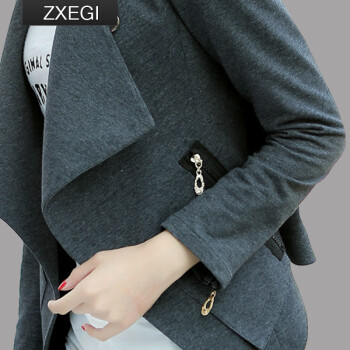 ZXEGI女装 2015春装新款女装韩版OL短款修身长袖女士小西装服短外套W1500 灰色 XL